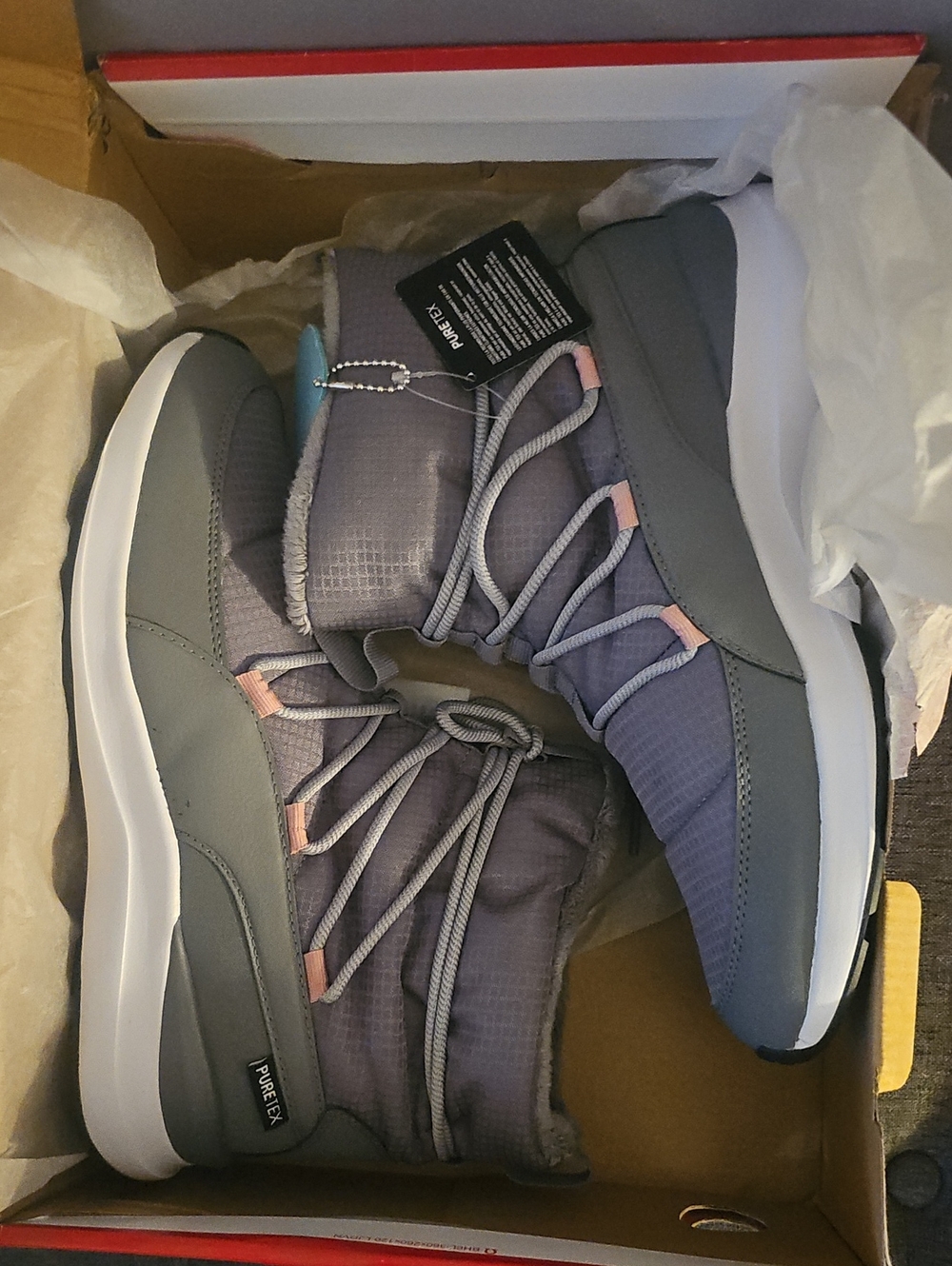 Puma Gray and Light Pink High-Top Winter Boots